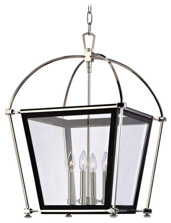 Hollis, 18" Pendant, Polished Nickel Finish, Clear Glass Shade