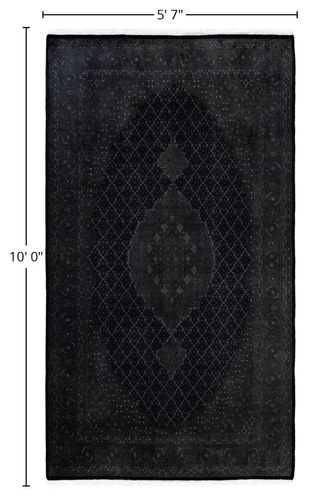 Overdyed One-of-a-Kind Hand-Knotted Area Rug Black, 5' 7" x 10' 0"
