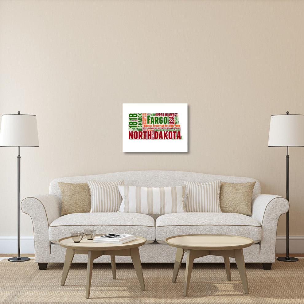 "North Dakota Word Cloud Map" Fine Art Print