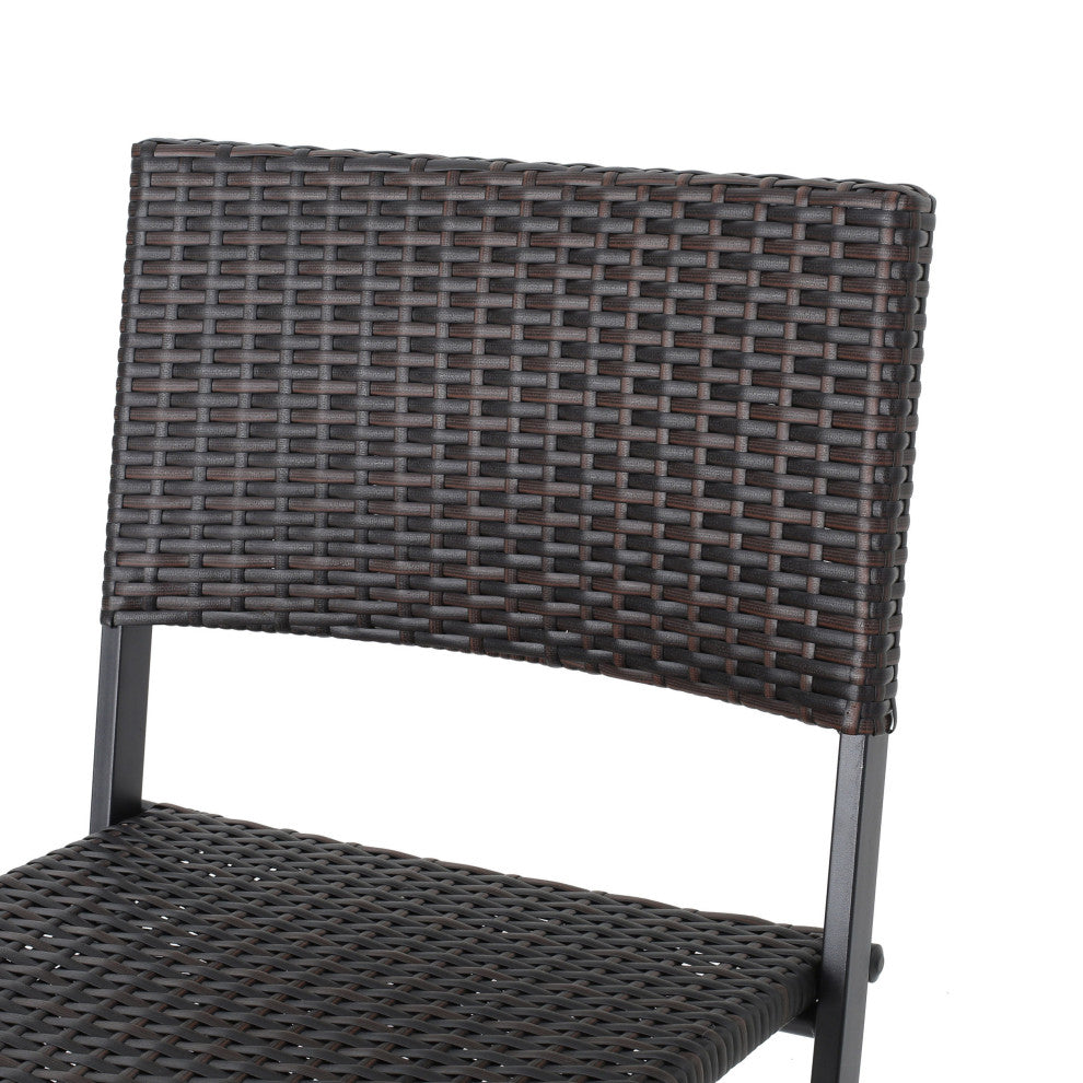 GDF Studio Marinelli Outdoor Multibrown Wicker Bar Stools, Set of 4