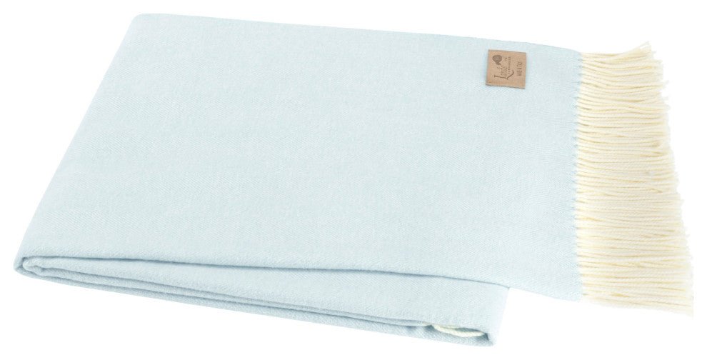 Italian Herringbone Throw, Baby Blue