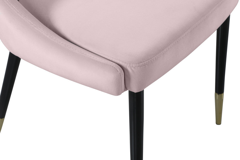 Sleek Velvet Upholstered Dining Chair (Set of 2), Pink