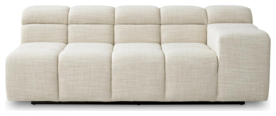 Beige Grid-Tufted Modular Sofa, Eichholtz Hunter, Right