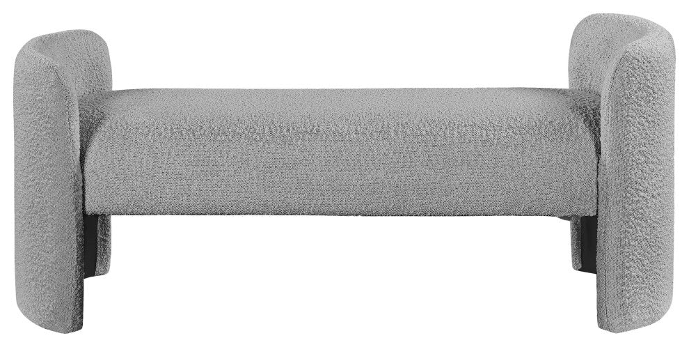 Peyton Boucle Fabric Upholstered Bench, Grey