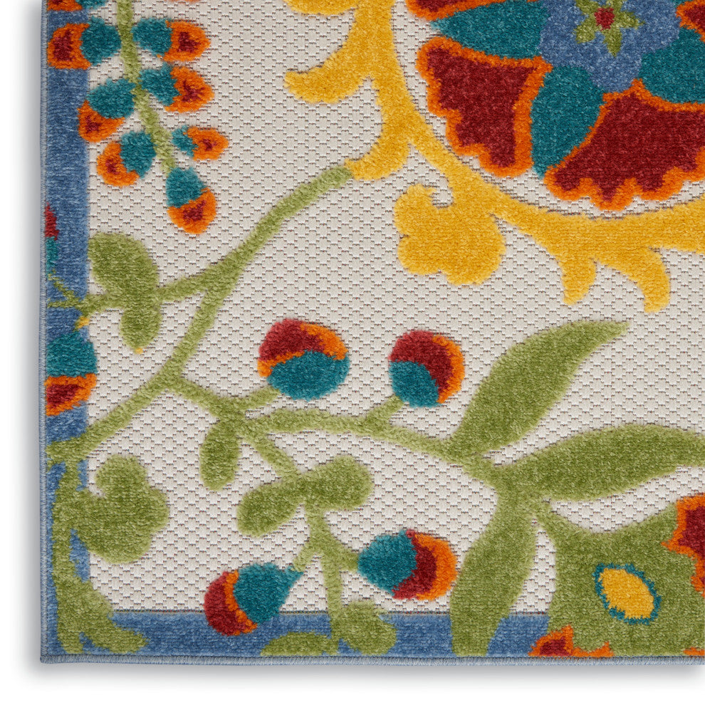 Nourison Aloha 2'3" x 8' Ivory Multicolor Farmhouse Rug