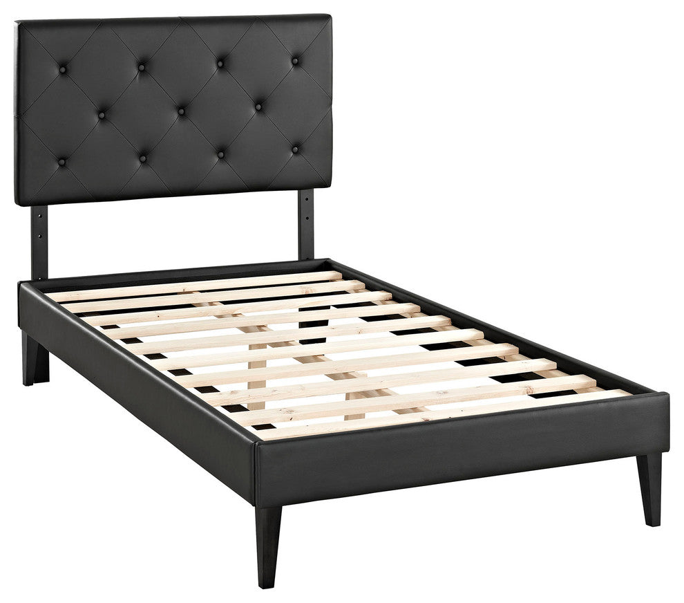 Modway Terisa Twin Vinyl Platform Bed With Squared Tapered Legs, Black