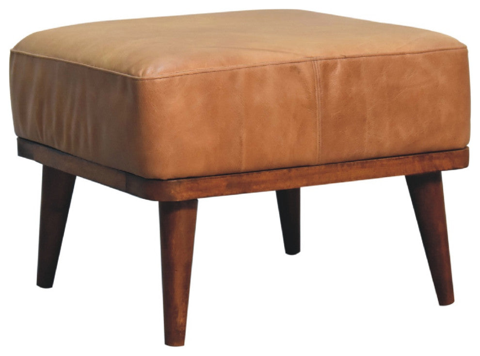 Tan Buffalo Leather Tan Footstool