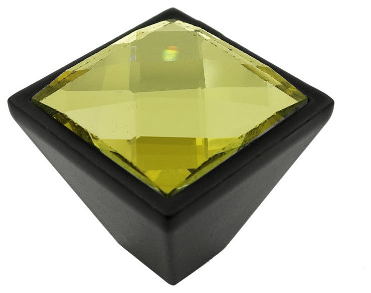 MultiFaceted Golden Topaz Black Metal Square Frustum Knob