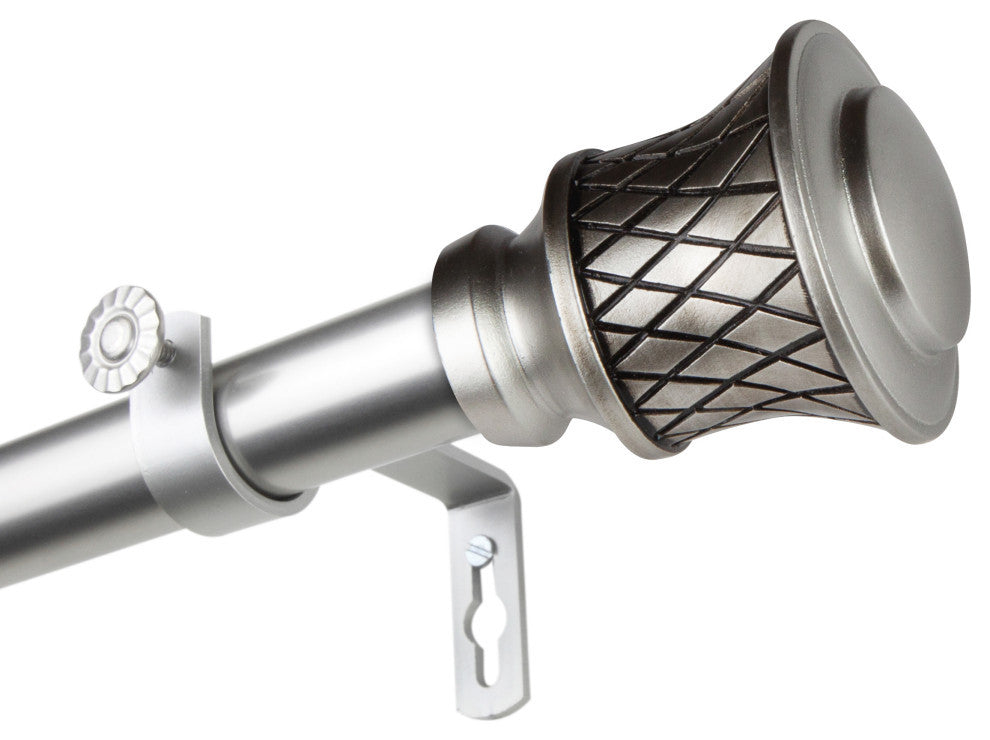 Alina 1" Curtain Rod, Satin Nickel, 48-84"