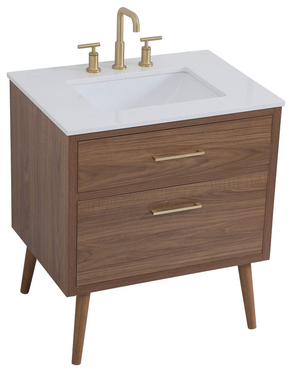 Home Living Walnut Brown 30" Bathroom Vanity