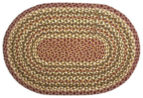 Olive, Burgundy, and Gray Braided Rug, 24"x96"