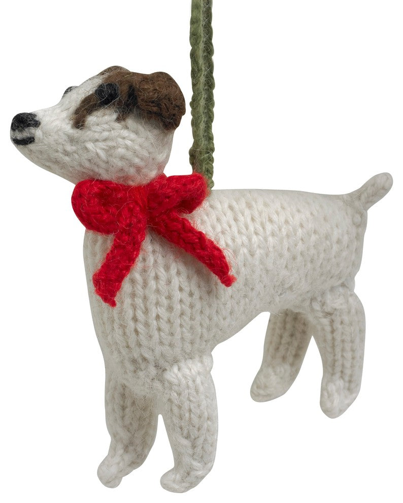 Hand-Knit Jack Russell Terrier Christmas Ornament