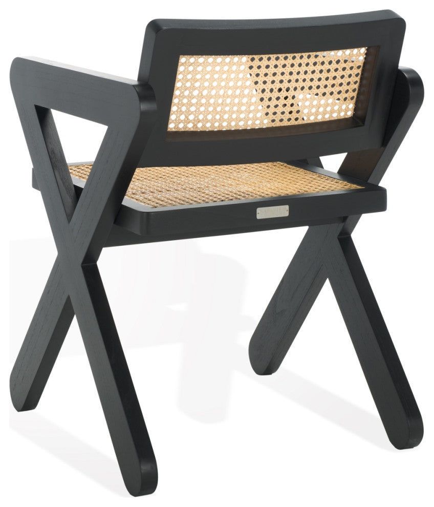 Safavieh Couture Tyrrell Rattan Dining Chair, Black/Natural