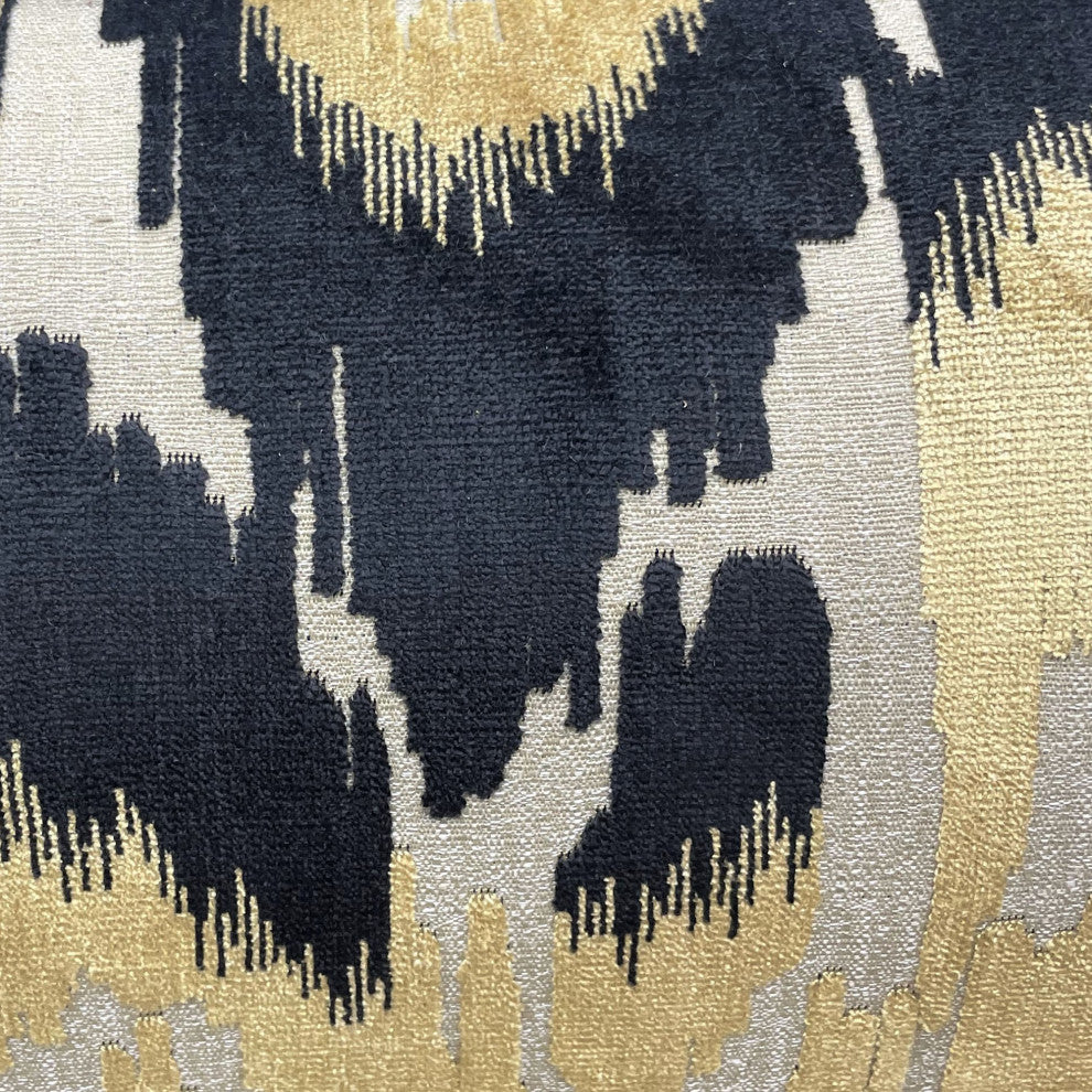 Plutus Velvet Glamour Black, Gold, Cream Handmade Luxury Pillow, 24"x24"