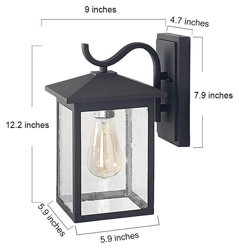 LNC 1-Light Trasitional Seeded Glass Matte Sand Black Square Outdoor Lighting
