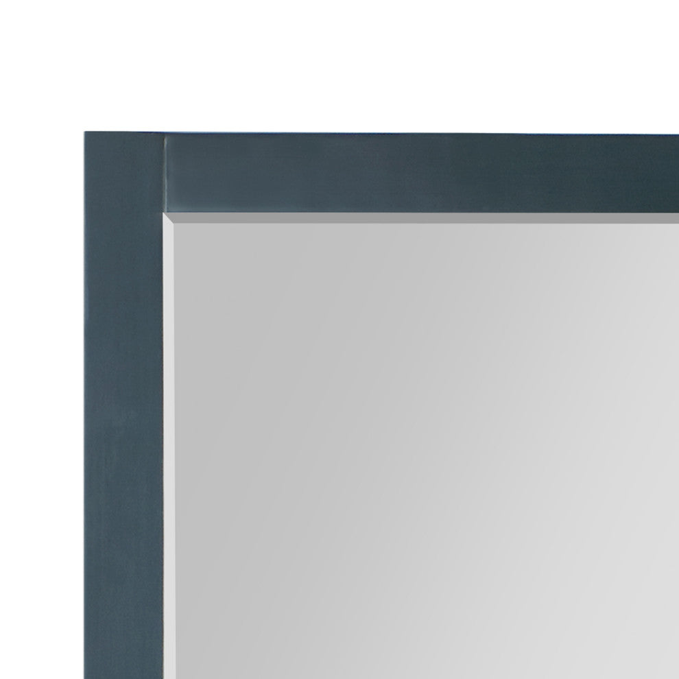 Maribella Rectangular Bathroom Wood Framed Wall Mirror, Classical Blue, 48"