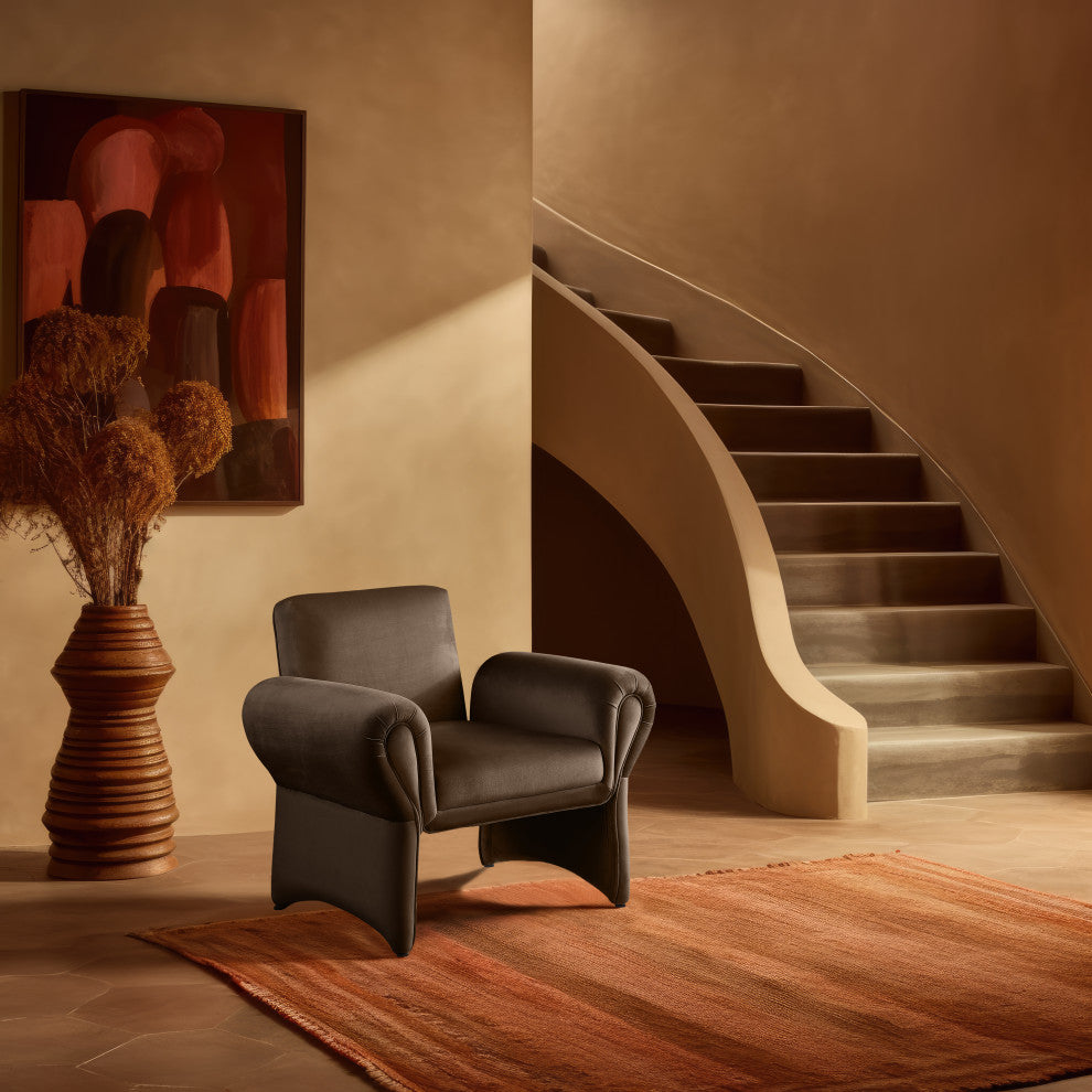 Fleurette Velvet Accent Chair, Brown