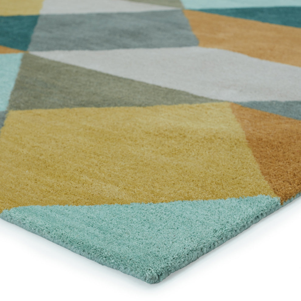 Luli Sanchez by Jaipur Living Ojo Handmade Geometric Gold/Teal Area Rug, 2'x3'