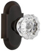 Cottage Plate Privacy Crystal Glass Knob, Timeless Bronze