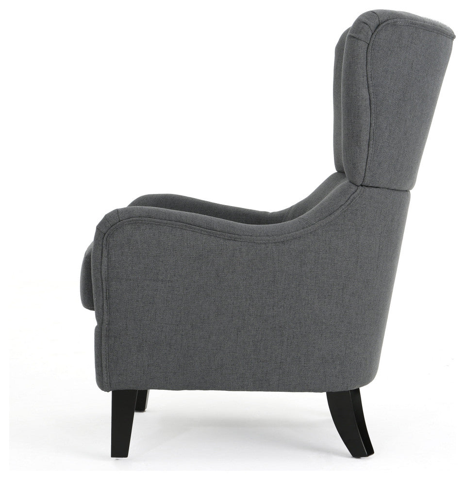 GDF Studio Quinn Navy Blue Fabric Sofa Chair, Charcoal