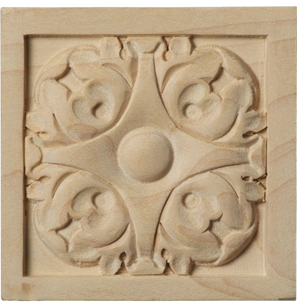 3"W x 3"H x 5/8"D Small Leaf Rosette, Cherry