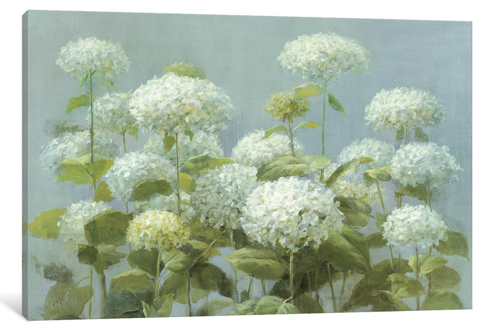 "White Hydrangea Garden Gallery" by Danhui Nai, 40x26x1.5"