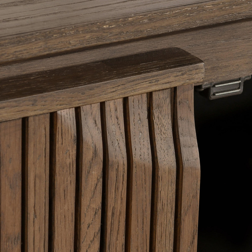 Roya 82" Oak Wood 3-Door Sideboard Buffet, Toasted Brown, 4-Door