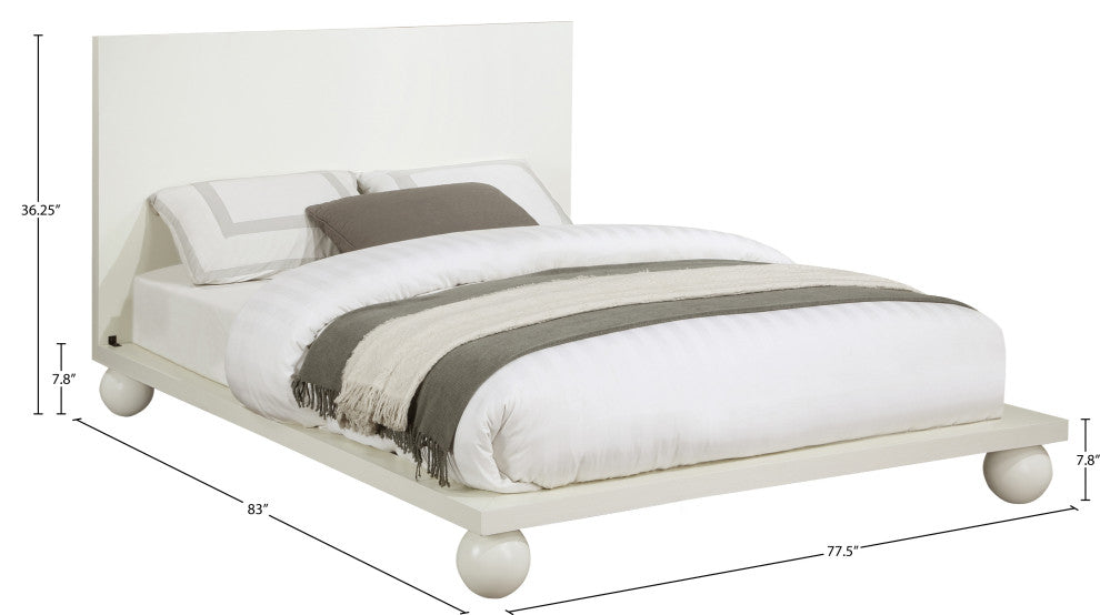 Kent Solid Ash Wood Bed, Cream, King
