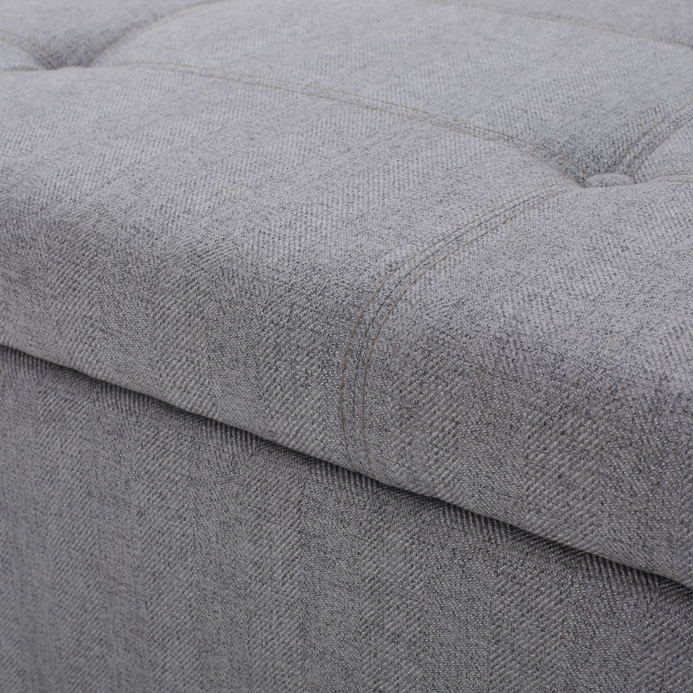 GDF Studio Katherine Tufted Fabric Storage Ottoman, Gray