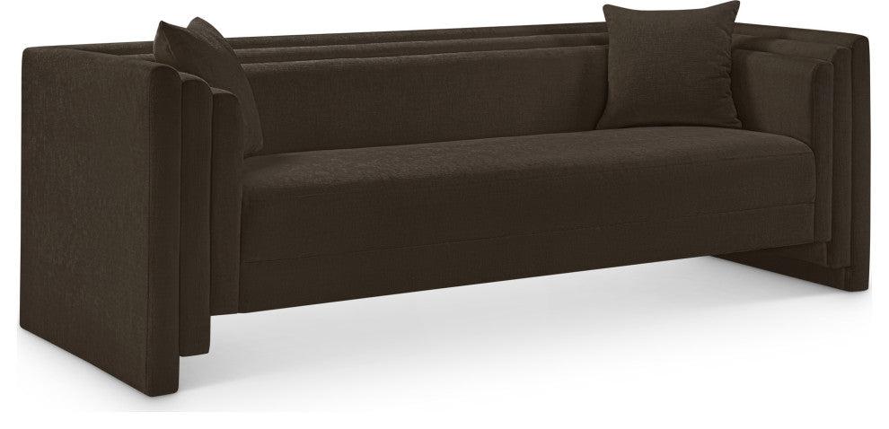 Everett Upholstered Sofa, Brown, Chenille Fabric