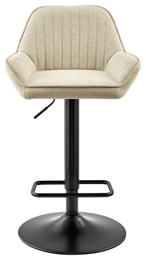 Luther Fabric Gaslift Swivel Bar Stool, Set of 2, Strata Cream