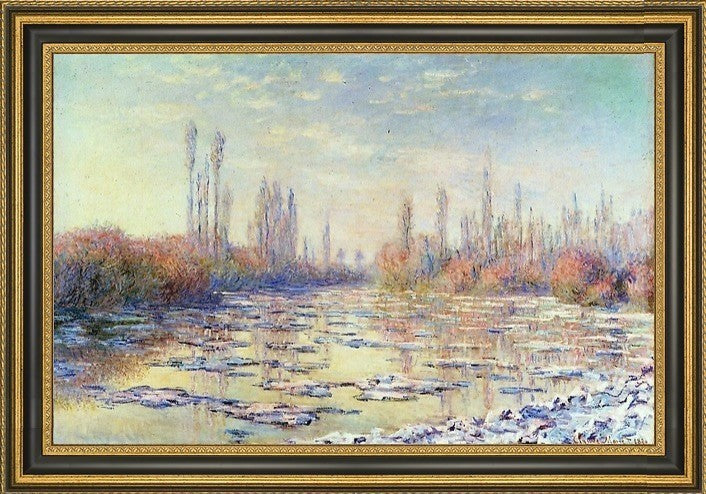 Claude Oscar Monet Floating Ice Framed Premium Canvas Print, 18"x27"