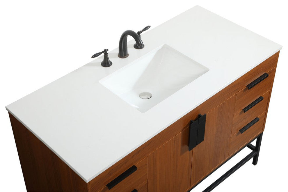 Home Living 22" Modern Teak-Light Bathroom Vanity