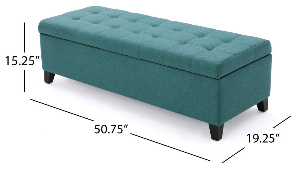 GDF Studio Sterling Fabric Tufted Storage Ottoman, Dark Teal