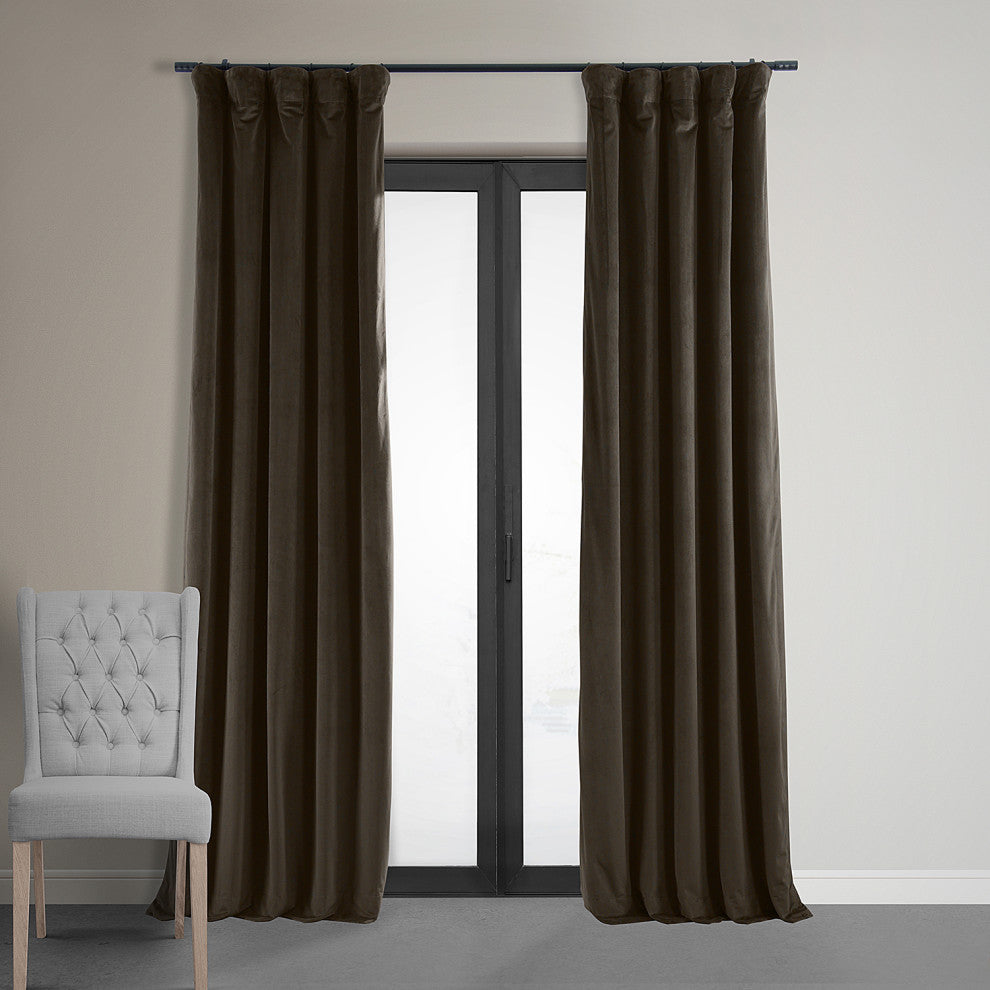 Signature Java Blackout Velvet Curtain Single Panel, 50"x84"