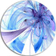 Blue Fractal Flower Pattern, Modern Floral Round Wall Art, 36"