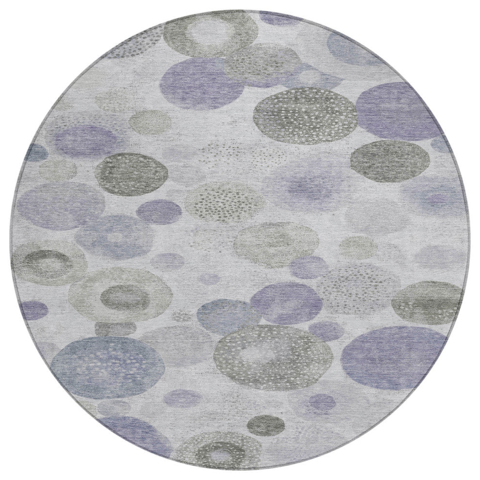 Machine Washable Indoor/Outdoor Chantille ACN1896 Violet 8' x 8' Round Rug