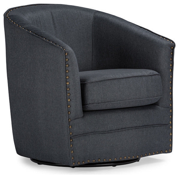 Porter Gray Fabric Upholstered Swivel Tub Chair