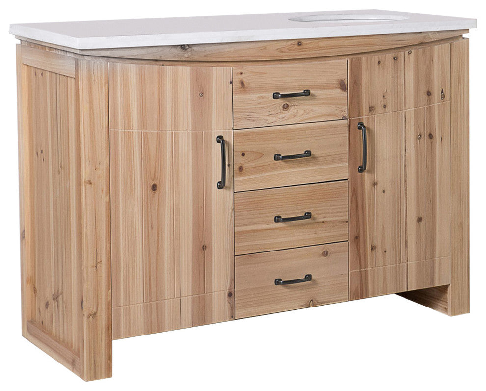 Wallace Solid Fir Single-Sink Vanity, Right Sink, 48", White Top