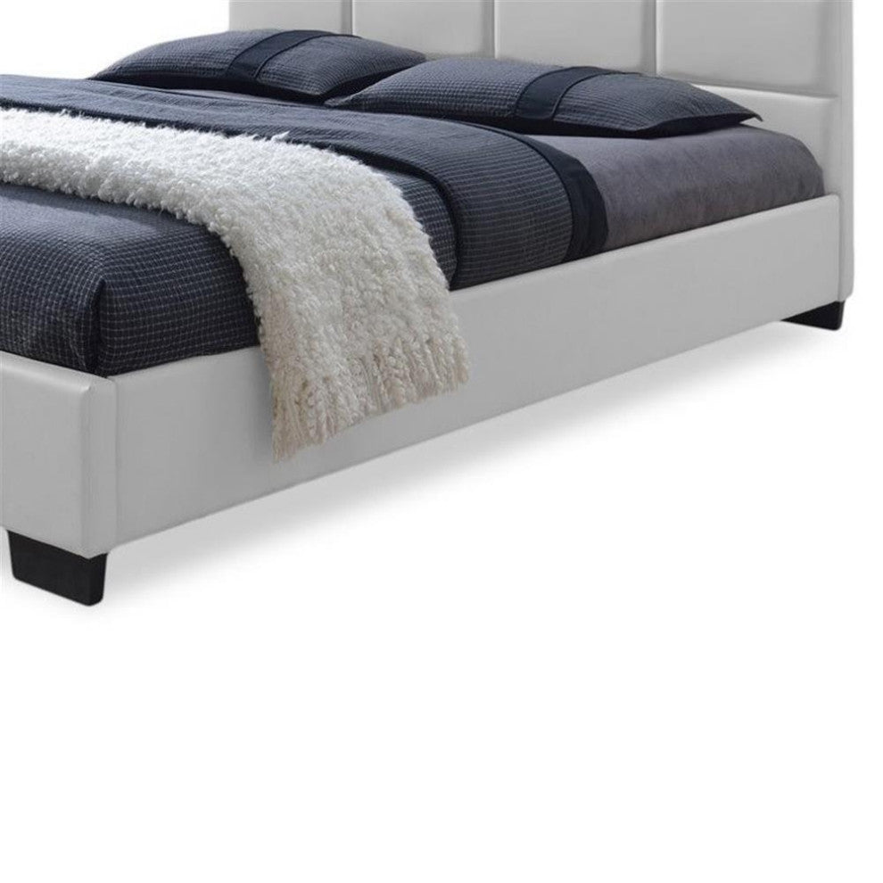 Vivaldi Leather Upholstered Queen Platform Bed in White
