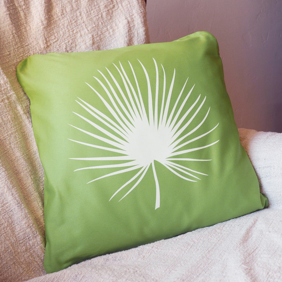 Palm Frond Organic Cotton Throw Pillow Cover, Apple Green