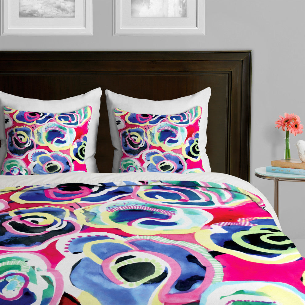 Deny Designs Cayenablanca Flower Party Duvet Cover-Lightweight