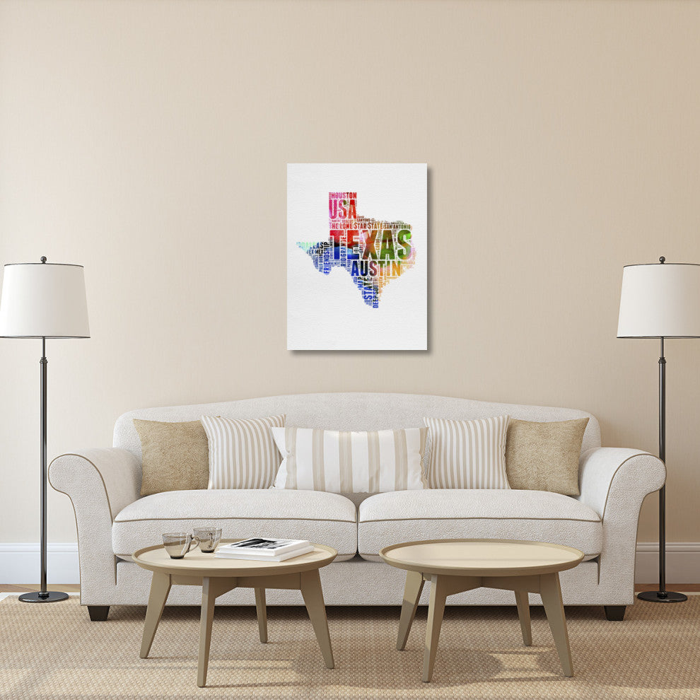 "Texas Watercolor Word Cloud" Fine Art Print