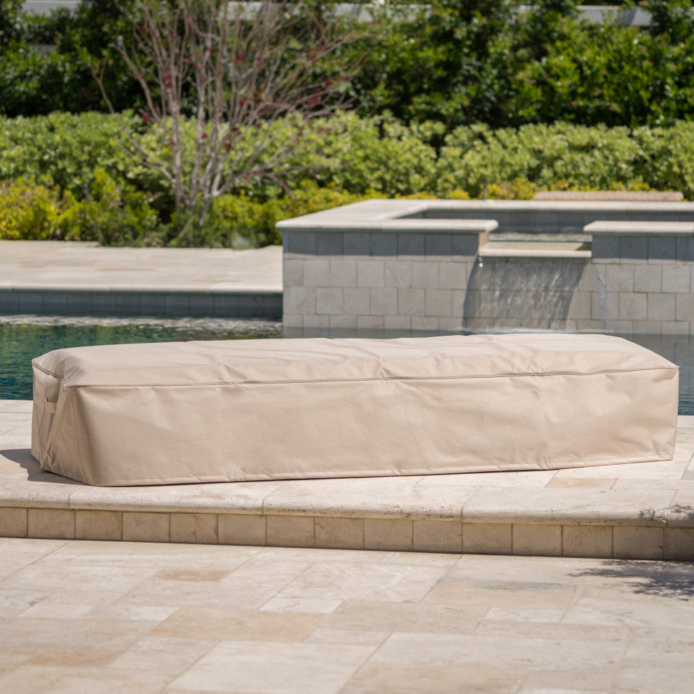 GDF Studio Solana Outdoor Beige Waterproof Fabric Lounge Set Cover, Set of 2