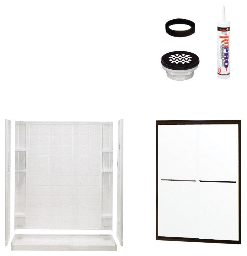 Alcove Shower Kit, 60"x34"x75.75"