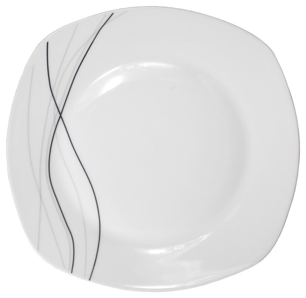 Porcelain 20 Piece Square Dinnerware Set Service for 4, Grey Confetti