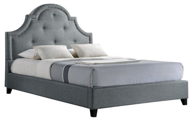 Colchester Gray Linen Modern Platform Bed King Size