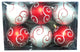 6-Pack Red And White Ball Ornament With Swirl Design