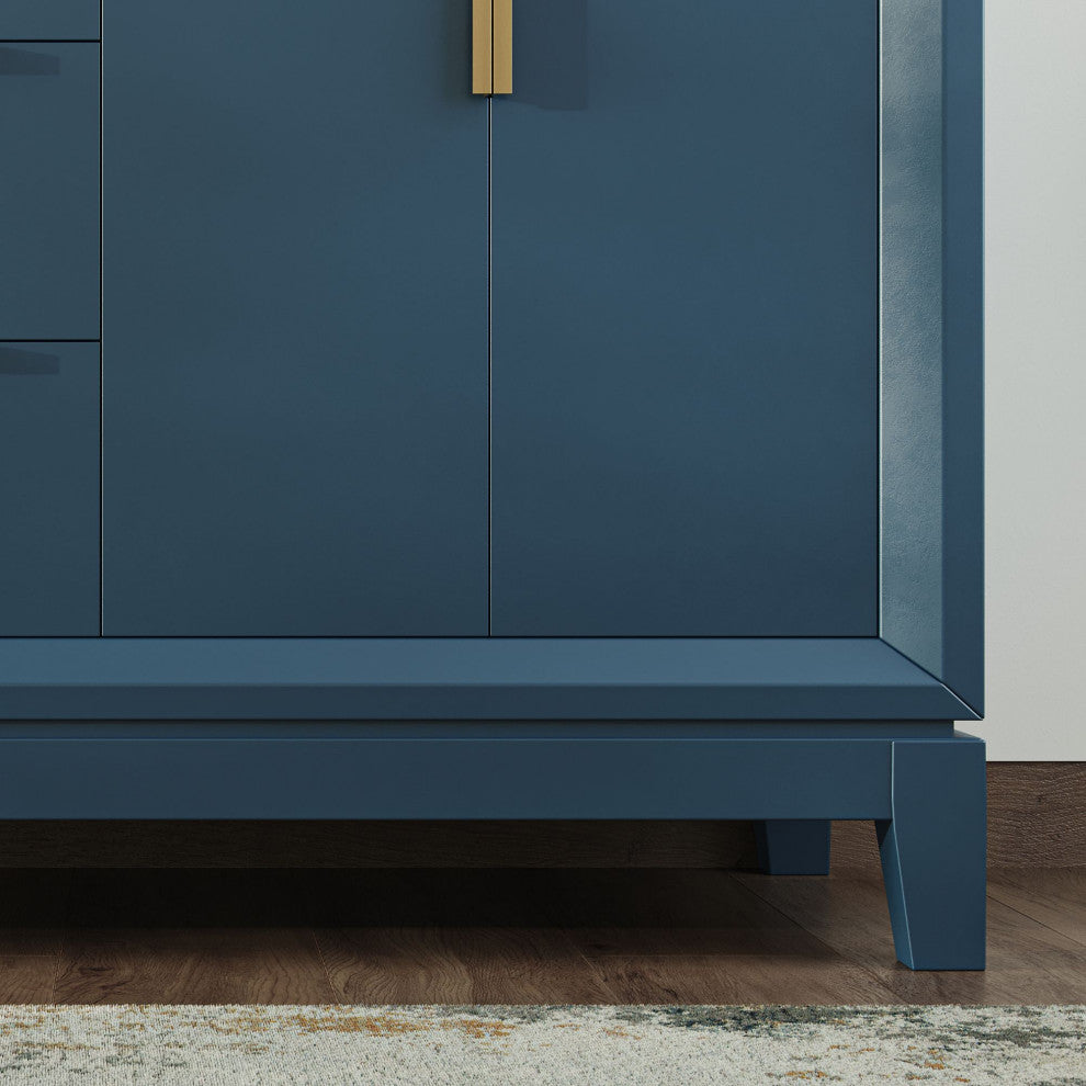 The Ezra Bathroom Vanity, Monarch Blue, 60", Double Sink, Freestanding