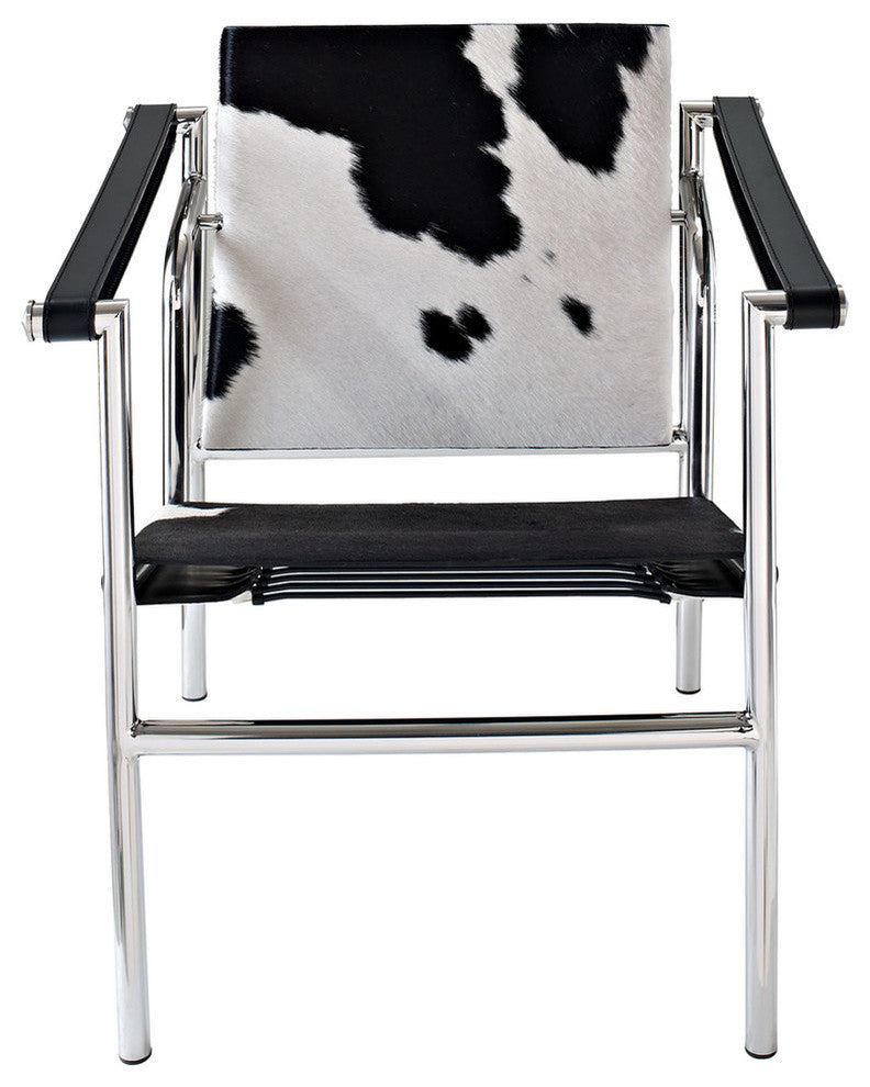 Modern Contemporary Living Room Leather Lounge Chair Black and White